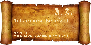 Milankovics Konrád névjegykártya